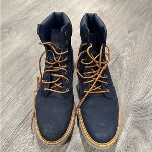 Timberland Navy Ankle Boots with Tan Laces